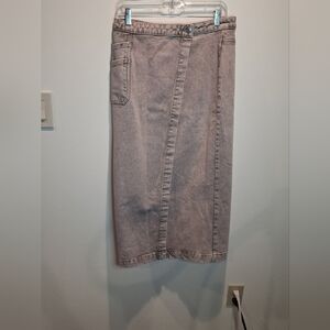 Bimba Y Lola Size 40 Us Size M Pink/grey Denim Midi Skirt